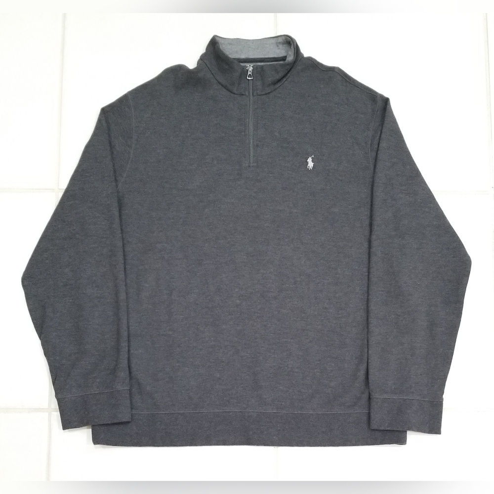 Polo Ralph Lauren ¼ Zip Soft Cotton Blend Pullover Top in Heathered Gray XL-XXL - Picture 4 of 15